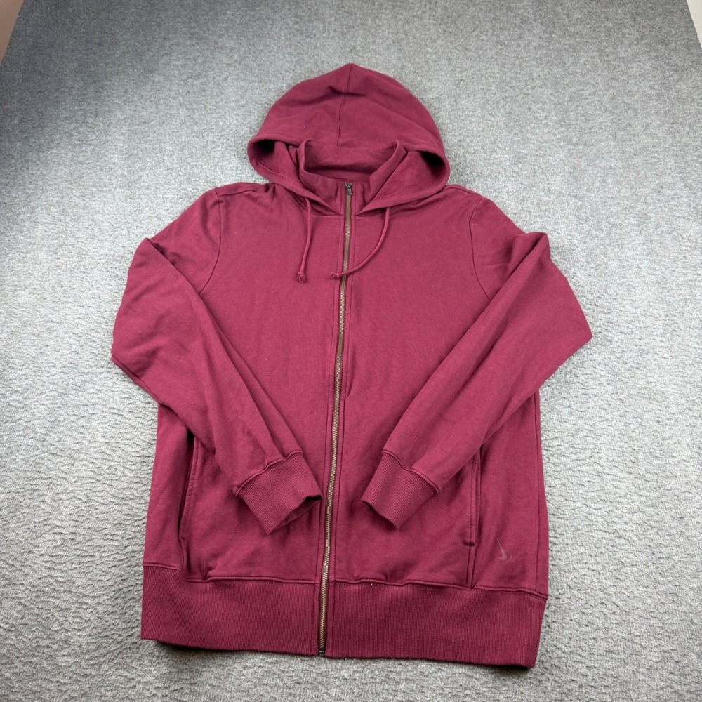 Nike Yoga Full Zip Hoodie Men's XL Burgundy Maroon Fleece Sweatshirt